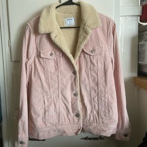 Pink Corduroy Sherpa lined Jacket, Old Navy